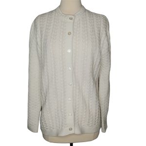 Vintage Cuddle Knit Ivory Knit Button Down Cardigan Grandma Sweater Medium